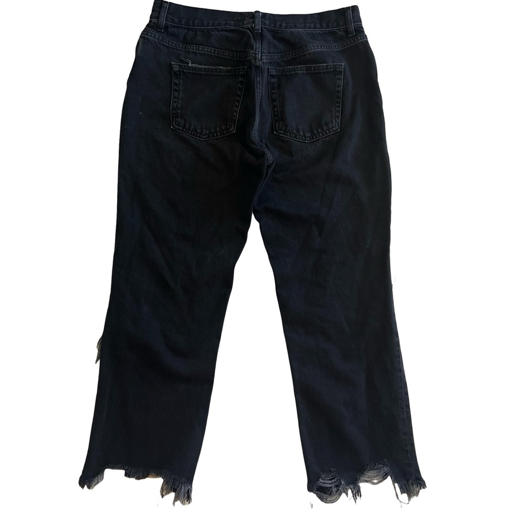 We The FREE PEOPLE Maggie Mid Rise Straight Leg Distressed Denim Black 29 - Picture 8 of 11